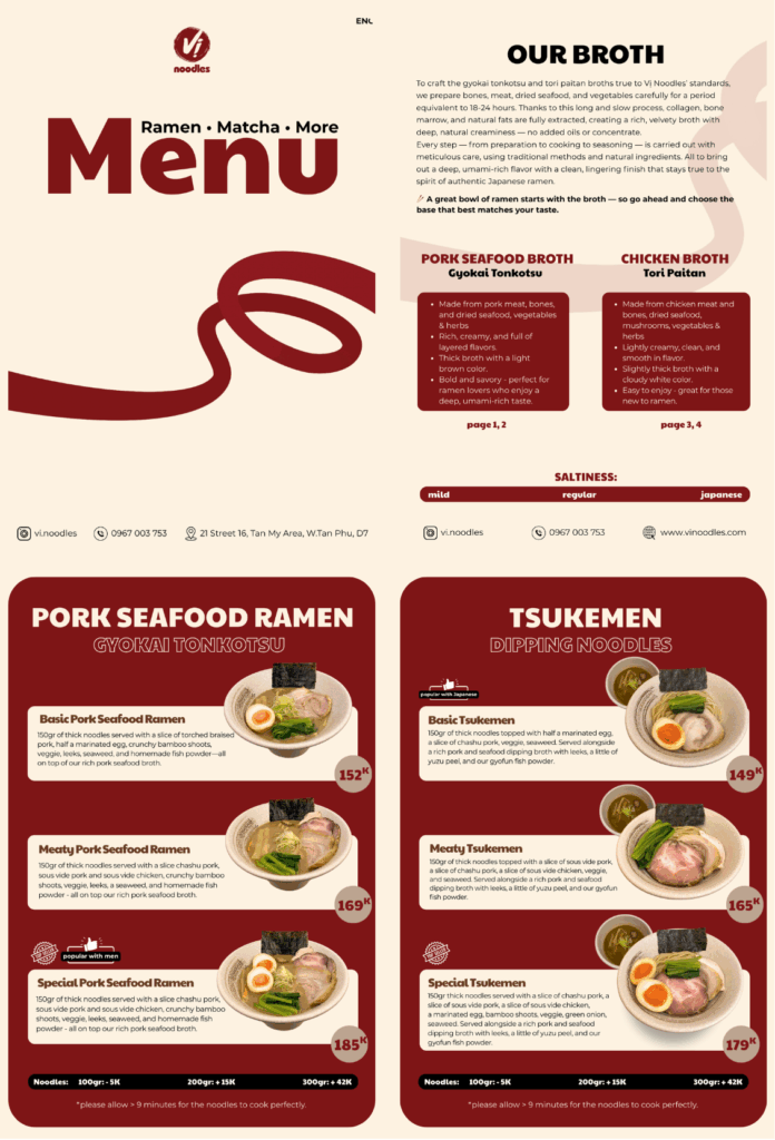 Vi Menu Our Menu – Vị Noodles